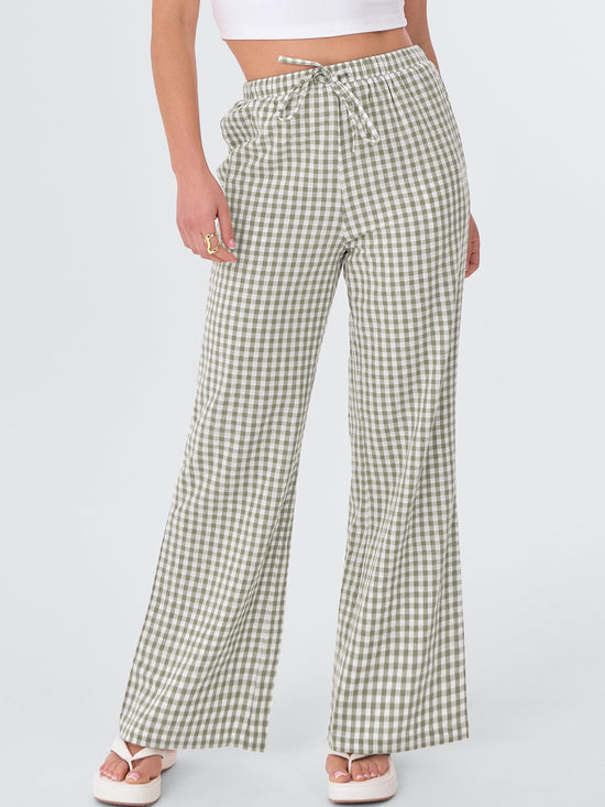 ANRABESS women's pajama lounge pants — striped gingham wide leg design