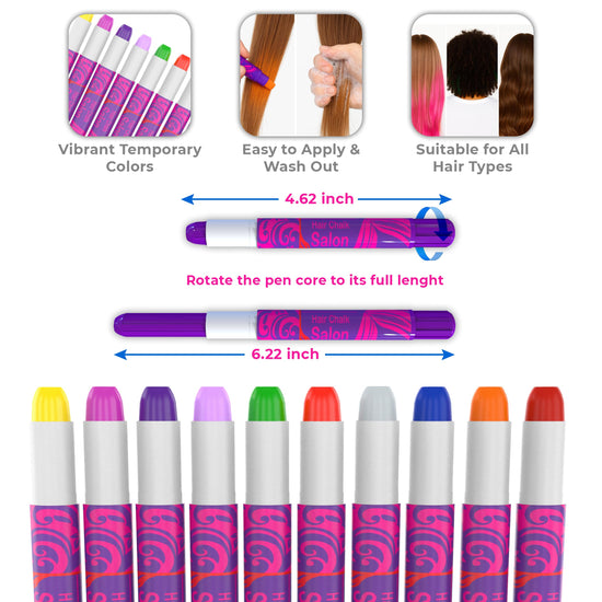 Desire Deluxe hair coloring agent — 10 washable color pens for kids and teens