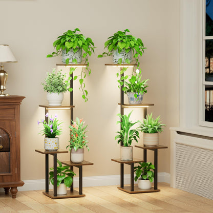 Item stand — 2 pack metal plant shelf with grow light for indoor use