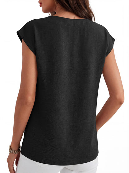 Shirt — Cap sleeve v neck design for business or casual wear
