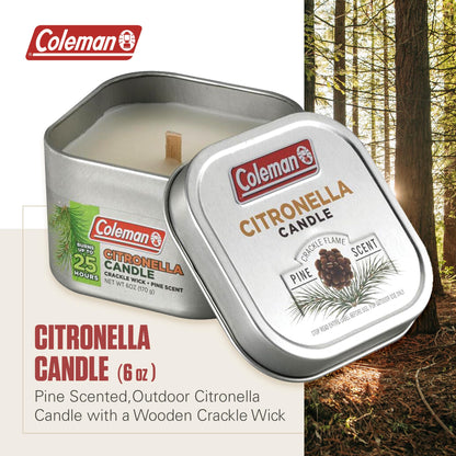 Coleman citronella candle with wooden crackle wick