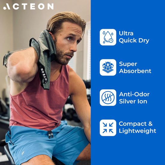 Acteon microfiber quick dry towel — odor-free and mega absorbent fiber for workouts and travel