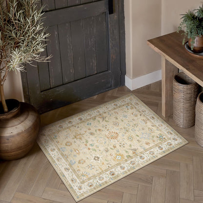 HUGEAR rug — washable vintage distressed design for living spaces and playrooms