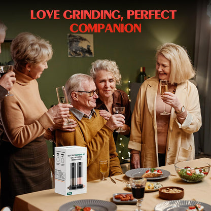 Seasoning mill — Electric salt and pepper grinder set with adjustable coarseness
