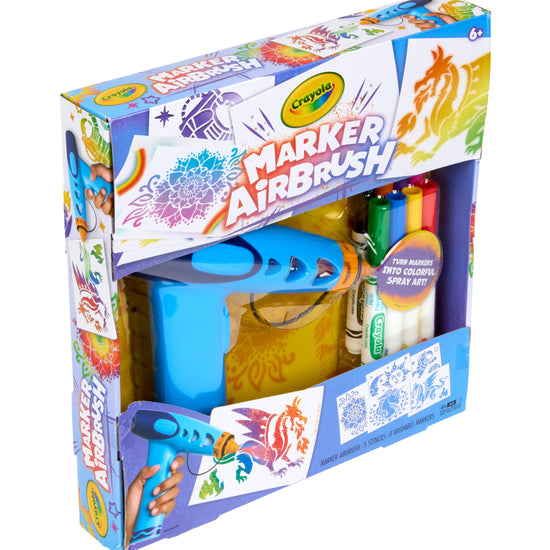 Crayola art craft kit — battery-powered airbrush sprayer with washable markers and stencils