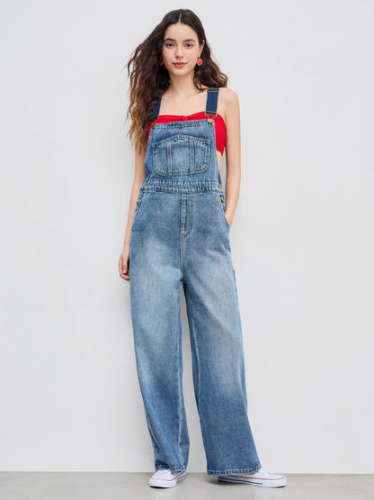 CIDER overalls with leopard pocket and buckle detail
