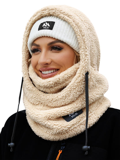 VELAI Balaclava Fleece Ski Mask for Men Women Winter Face Masks Windproof Hooded Scarf Cold Weather Hat Neck Warmer