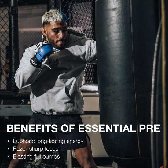 RAW Nutrition - Essential pre workout formula for men and women, energy powder for fitness
