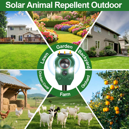 Solar Animal Repellent,Ultrasonic Cat Repellent Outdoor with Motion Sensor,Waterproof Rabbit Repeller with Flashing Light Defender Dog, Mouse,Squirrel,Raccoon,Skunk,Deer for Yard Farm Garden-1 Pack