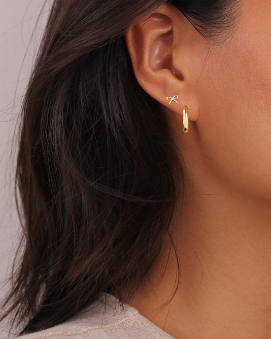 Rotnso gold hoop earrings set — 14K gold plated chunky hypoallergenic earrings with cubic zirconia dangle studs