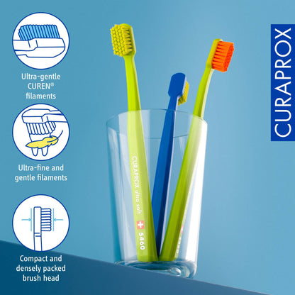 Curaprox CS 5460 ultra-soft toothbrush – gentle plaque removal, 3-pack, random colour