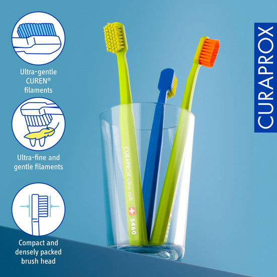 Curaprox CS 5460 ultra-soft toothbrush – gentle plaque removal, 3-pack, random colour