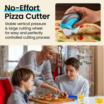 Kitchy pizza cutter wheel — Ergonomic design with protective blade cover
