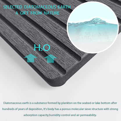 NiuYichee soap dish — Water absorbent diatomite with grooved design and rectangle shape
