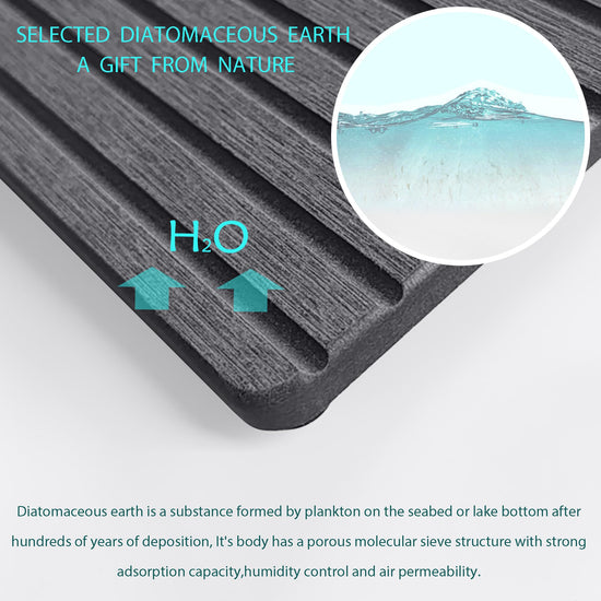 NiuYichee soap dish — Water absorbent diatomite with grooved design and rectangle shape