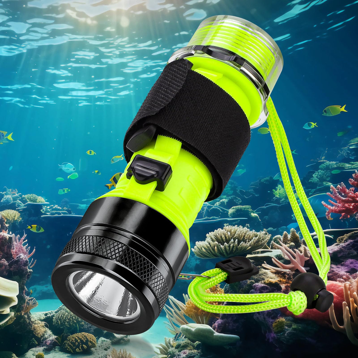 BlueFire rechargeable diving flashlight — 1500 lumen underwater light with 3 modes