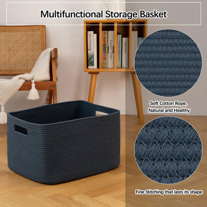 OIAHOMY extra large cotton rope basket with handles, 70L capacity, woven design
