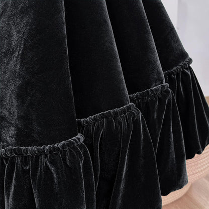 Tree skirt — Ruffled velvet with lace-up tie closure and foam padding