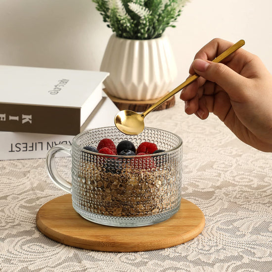 LANDNEOO drinking cup with bamboo lid and spoon - 14oz overnight oats container