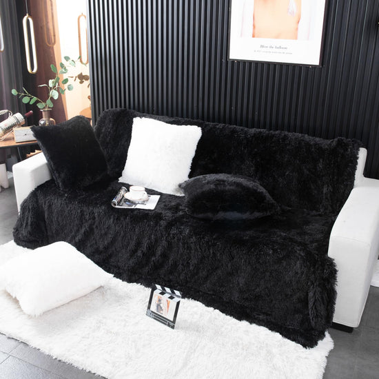 Blanket — Super soft plush faux fur throw for bed, chair or sofa 50 x 60 inches white