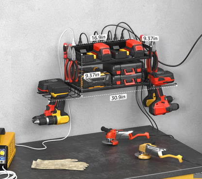 CCCEI storage rack with charging station and wall mount for drills holder