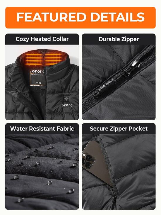 ORORO heated vest — lightweight and rechargeable