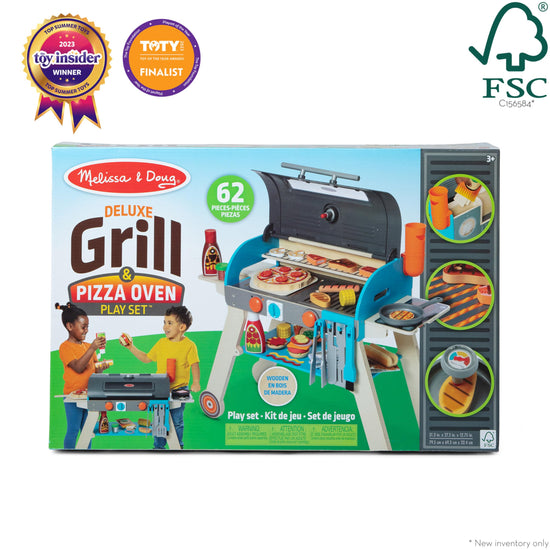 Melissa & Doug pretend play toy — deluxe wooden barbecue grill and pizza oven