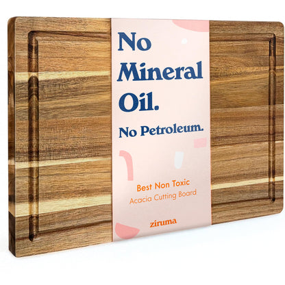Cutting board — Non toxic acacia wood with natural beeswax finish by Ziruma