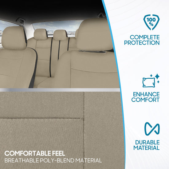 BDK PolyPro car seat covers - Full set in solid beige for front and rear seats