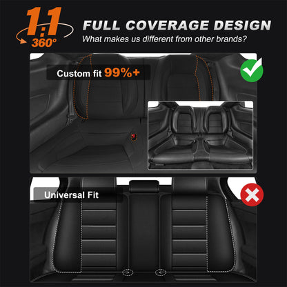 AOMSAZTO vehicle seat cover - Custom fit faux leather black for Ford Mustang 2015-2026