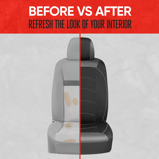Vehicle seat cover — Premium black cloth for front seats with removable headrests