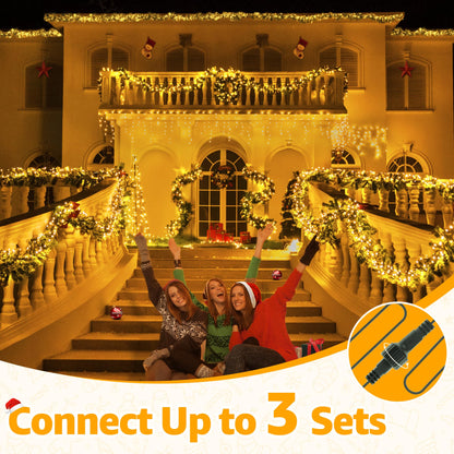 Ollny string lights — 400 LED waterproof plug-in with 8 modes memory