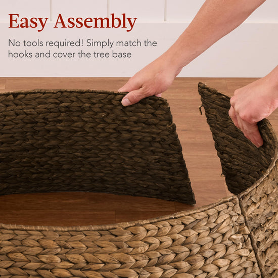 Best Choice Products tree skirt — woven hyacinth with cord cut-out