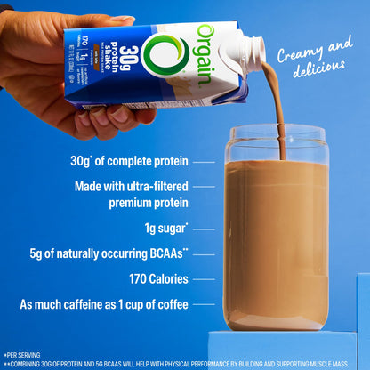 Orgain protein drink - organic and plant-based formula.