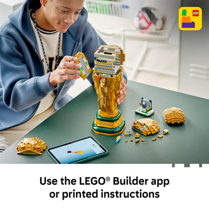 LEGO building block set — FIFA World Cup trophy with 2026 minifigure
