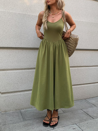 Mieazom sleeveless v-neck maxi dress with pockets