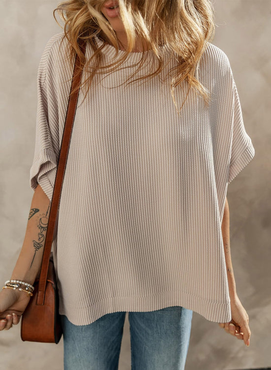 Dokotoo shirt — Casual oversized short sleeve knit tunic top