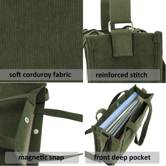 UERRUAM tote bag — corduroy design with compartments for women