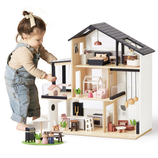 Tiny Land doll house — Modern family design with 53 pieces of furniture