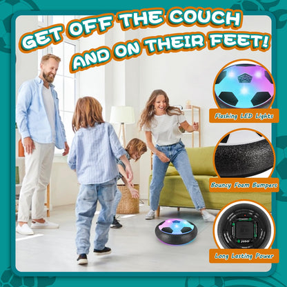 Hover soccer ball set — air floating toy with LED lights and foam bumper