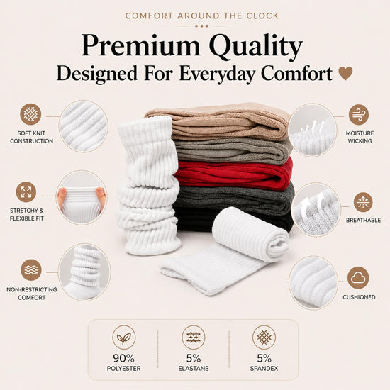 Winterlace slouch scrunch boot socks — cushioned knee high soft knit 6-pairs
