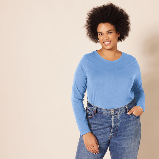 Shirt — Regular-fit long-sleeve crewneck in plus sizes by Amazon Essentials