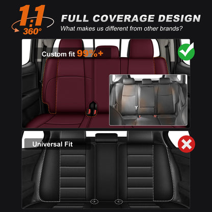 AOMSAZTO seat covers - Faux leather custom fit for Toyota Tacoma 2024-2026 double cab 5 seats burgundy