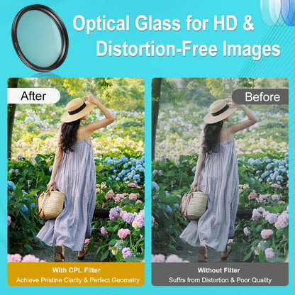 52mm CPL Clip-On Polarizing Filter for Smartphones & DSLR Cameras