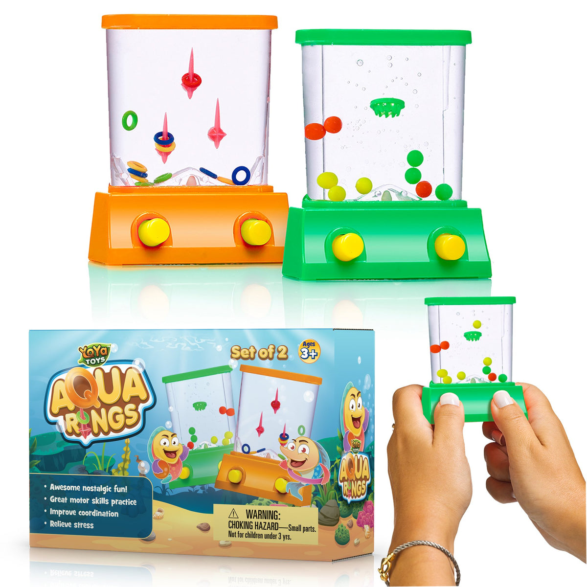 YoYa Toys Aqua Rings handheld water game - set of 2 with nostalgic design