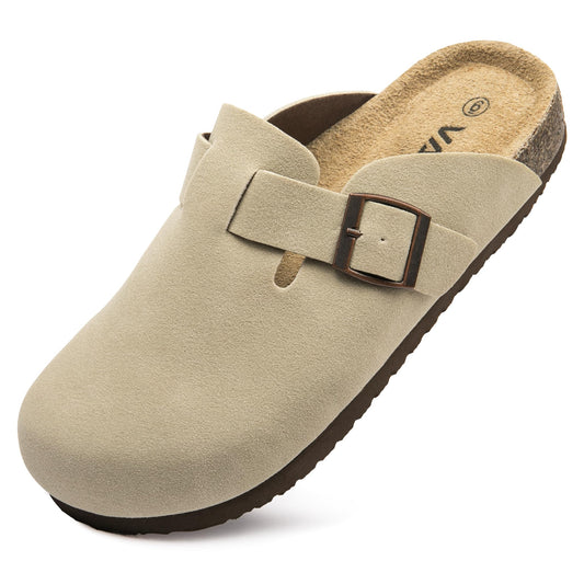 Vayfio suede clogs with cork footbed and arch support