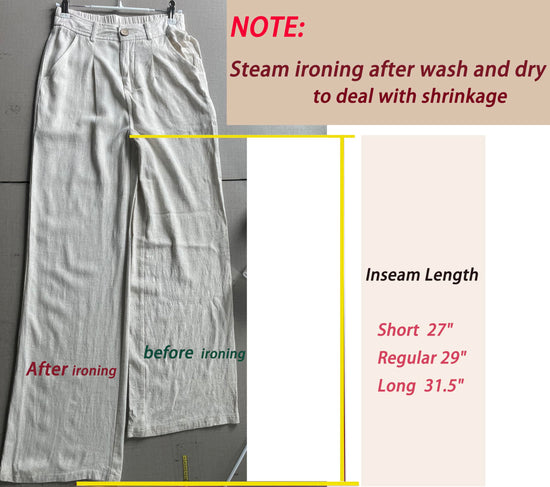 heipeiwa women's linen pants - high waist wide leg dress trousers