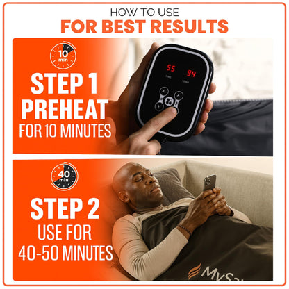 MySauna XL infrared sauna blanket - fits him and her, includes carry bag and control panel
