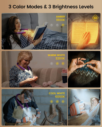 Glocusent lamp — 3-color and 6-brightness reading light with bendable neck