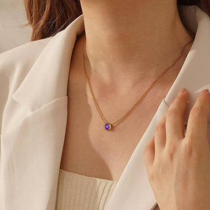 Turandoss birthstone necklace - 14K gold plated with colorful birthstones for women and girls